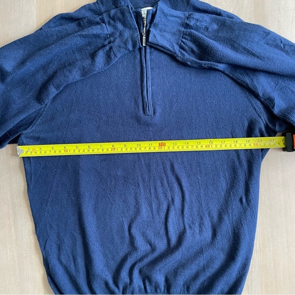 L.L. Bean Men's Navy Wicked Soft Cotton/Cashmere Sweater, Quarter-Zip - Picture 10 of 10